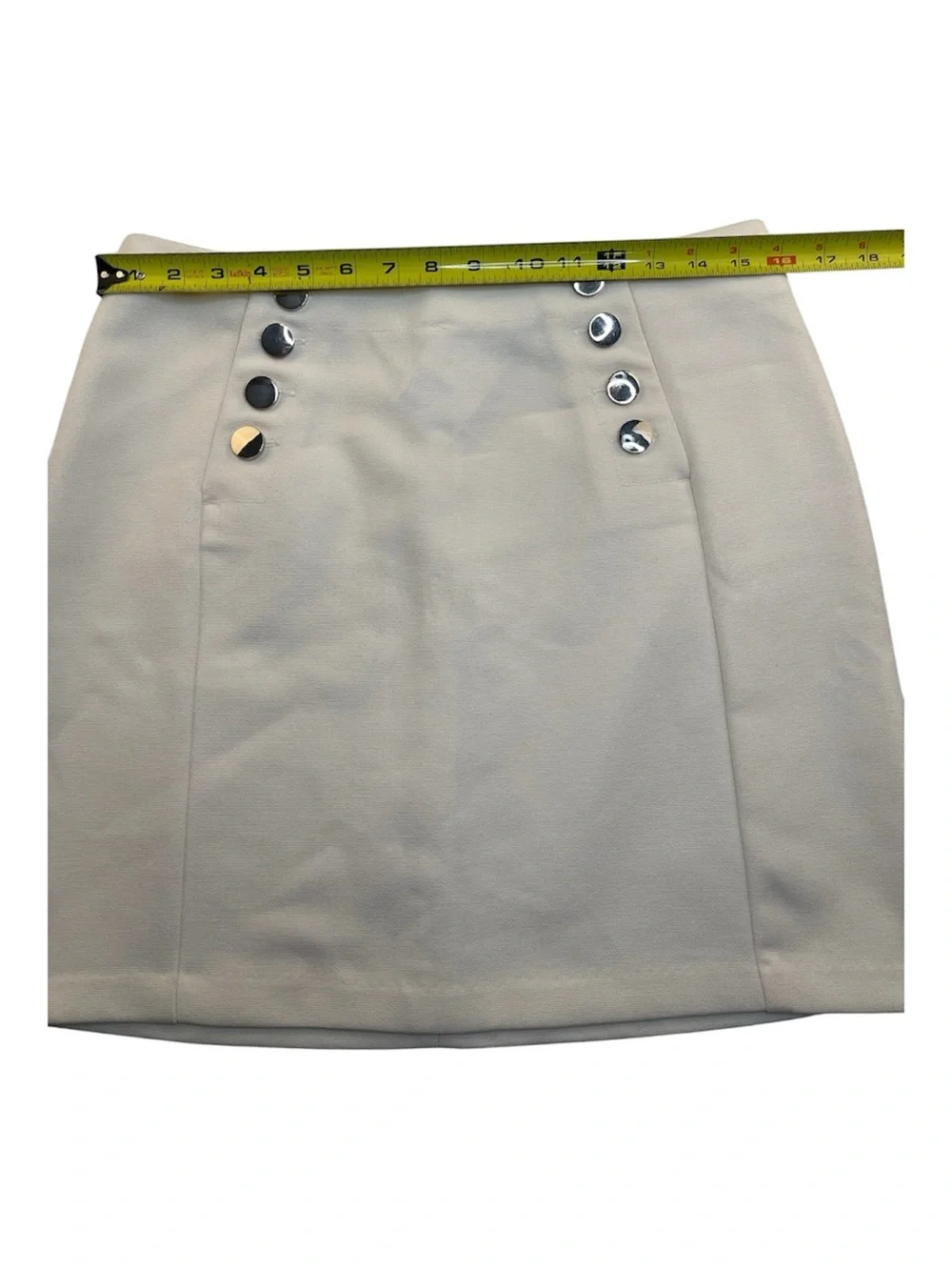 NWT H&M Ivory Mini Skirt with Metallic Button Detail Women’s Size 12